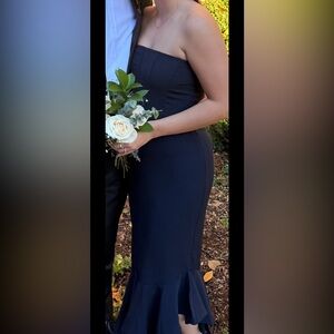 Elegant Navy Strapless Dress